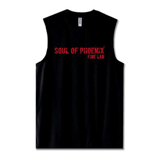 SOUL OF PHOENIX ライトドライノースリーブシャツ ブラック&レッド