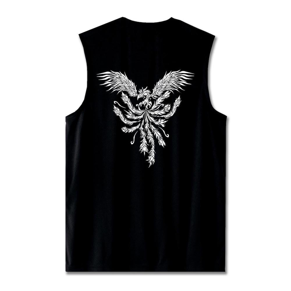 SOUL OF PHOENIX ライトドライノースリーブシャツ ブラック&ホワイト