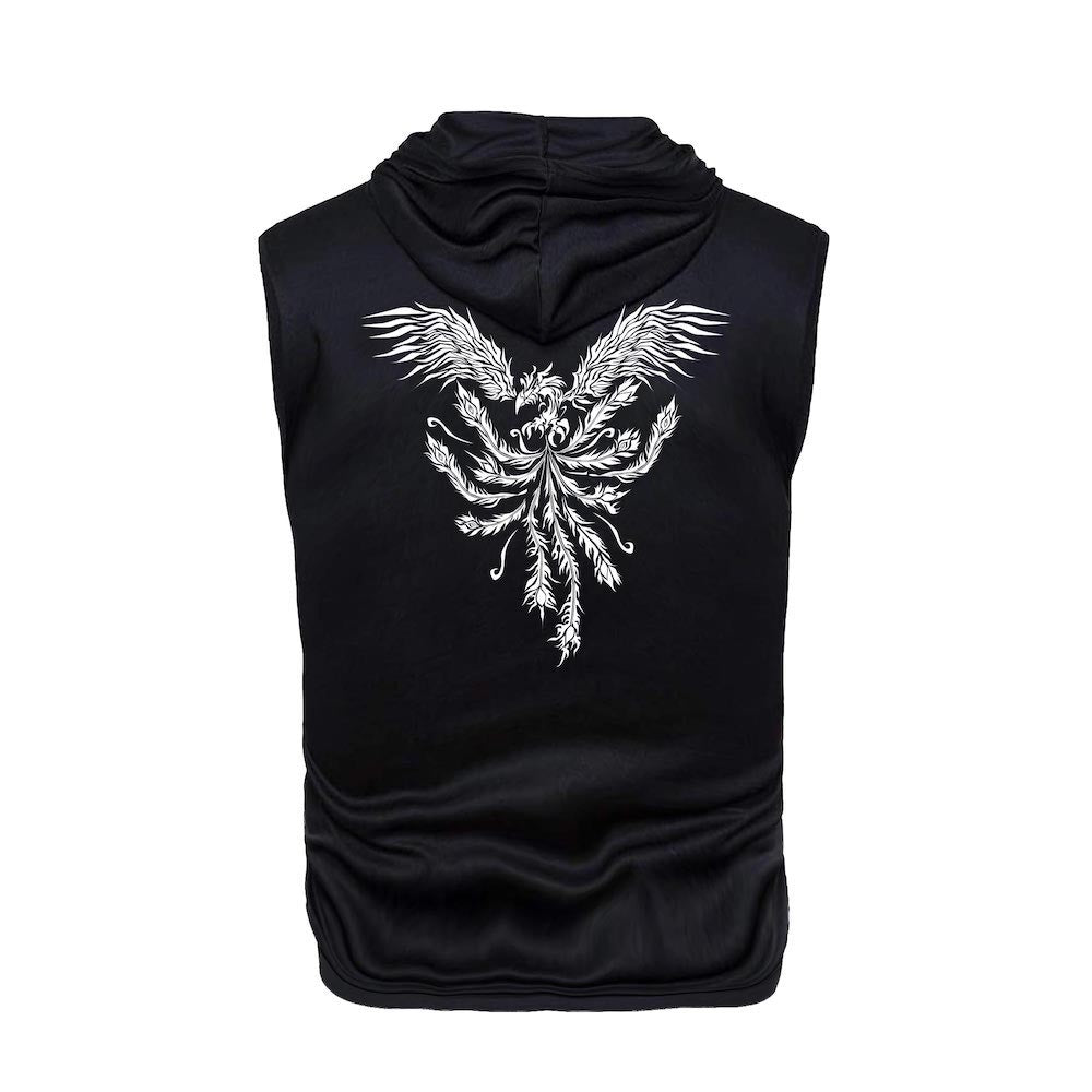 SOUL OF PHOENIX ノースリーブパーカー ブラック&ホワイト