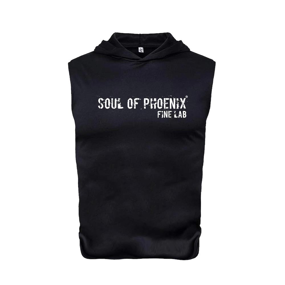 SOUL OF PHOENIX ノースリーブパーカー ブラック&ホワイト