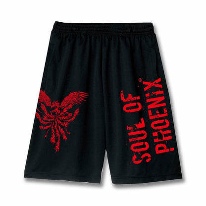 SOUL OF PHOENIX　ライトドライハーフパンツ　ブラック&レッド