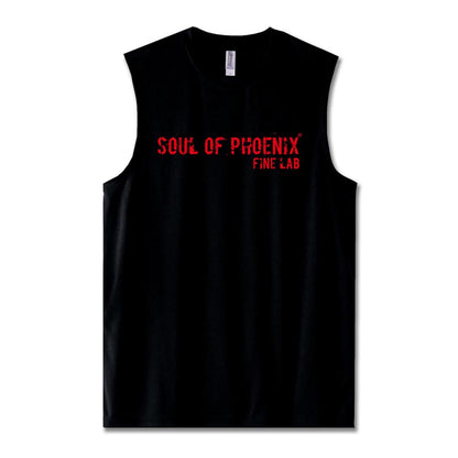 SOUL OF PHOENIX　ライトドライノースリーブシャツ　ブラック＆レッド