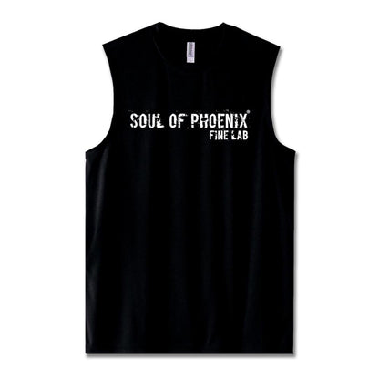 SOUL OF PHOENIX　ライトドライノースリーブシャツ　ブラック＆ホワイト