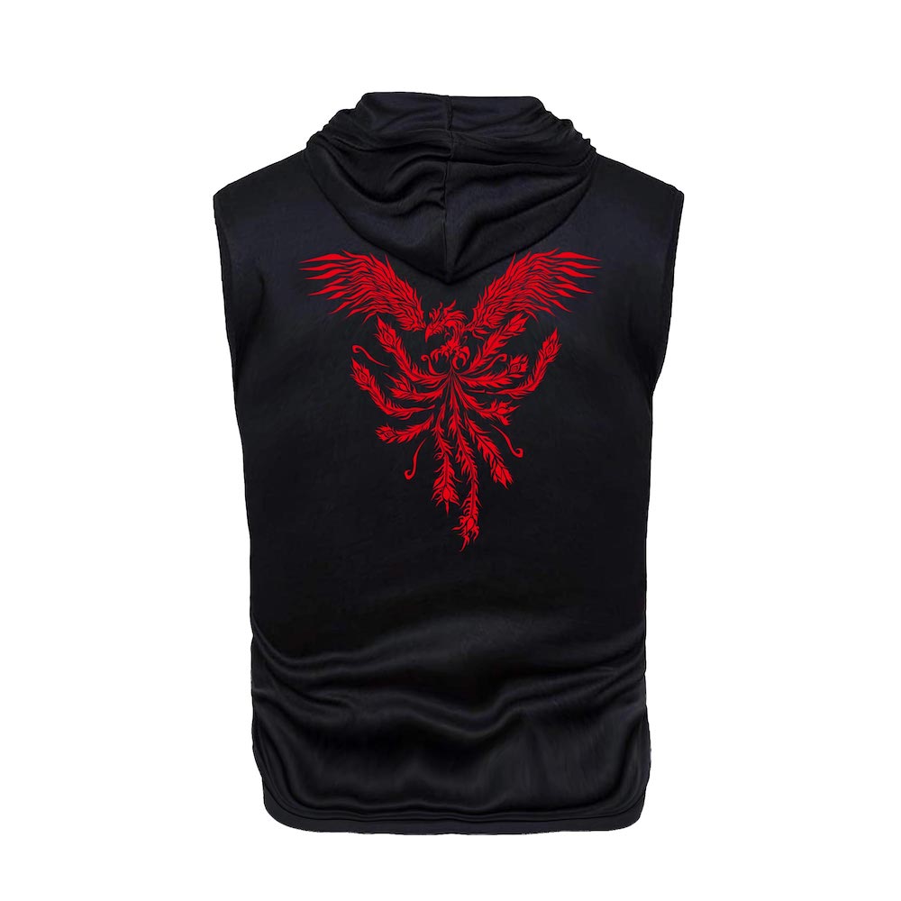 SOUL OF PHOENIX　ノースリーブパーカー　ブラック＆レッド