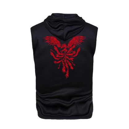 SOUL OF PHOENIX　ノースリーブパーカー　ブラック＆レッド